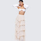 Zana Cream Tiered Ruffle Maxi Skirt