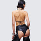 Zaria Black Vegan Leather Bikini Top