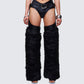 Zaria Black Vegan Leather Fur Trim Chaps