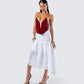 Zaya White Tiered Asymmetric Skirt