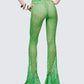 Zayla Green Net Flare Leg Trousers
