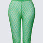 Zayla Green Net Flare Leg Trousers