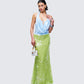 Zelda Blue Sequin Cowl Neck Maxi Dress - back view