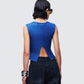 Zephyra Blue Denim Star Cutout Top