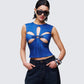 Zephyra Blue Denim Star Cutout Top