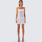 Zera White Lace Pleated Mini Dress