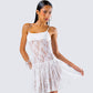 Zera White Lace Pleated Mini Dress