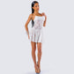 Zera White Lace Pleated Mini Dress