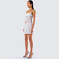 Zera White Lace Pleated Mini Dress