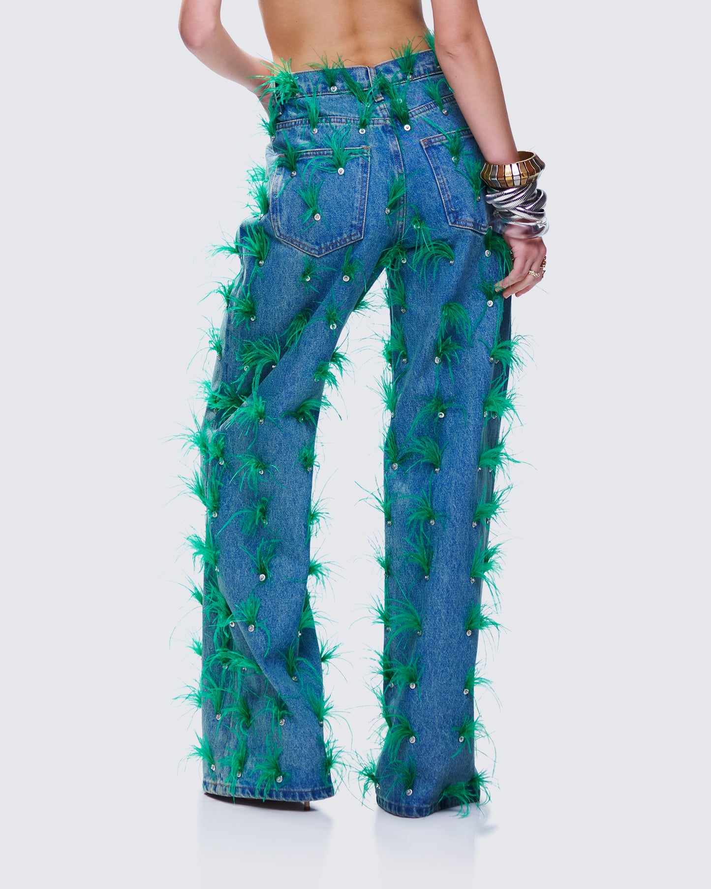 Zia Blue Denim Feather Straight Leg Pant