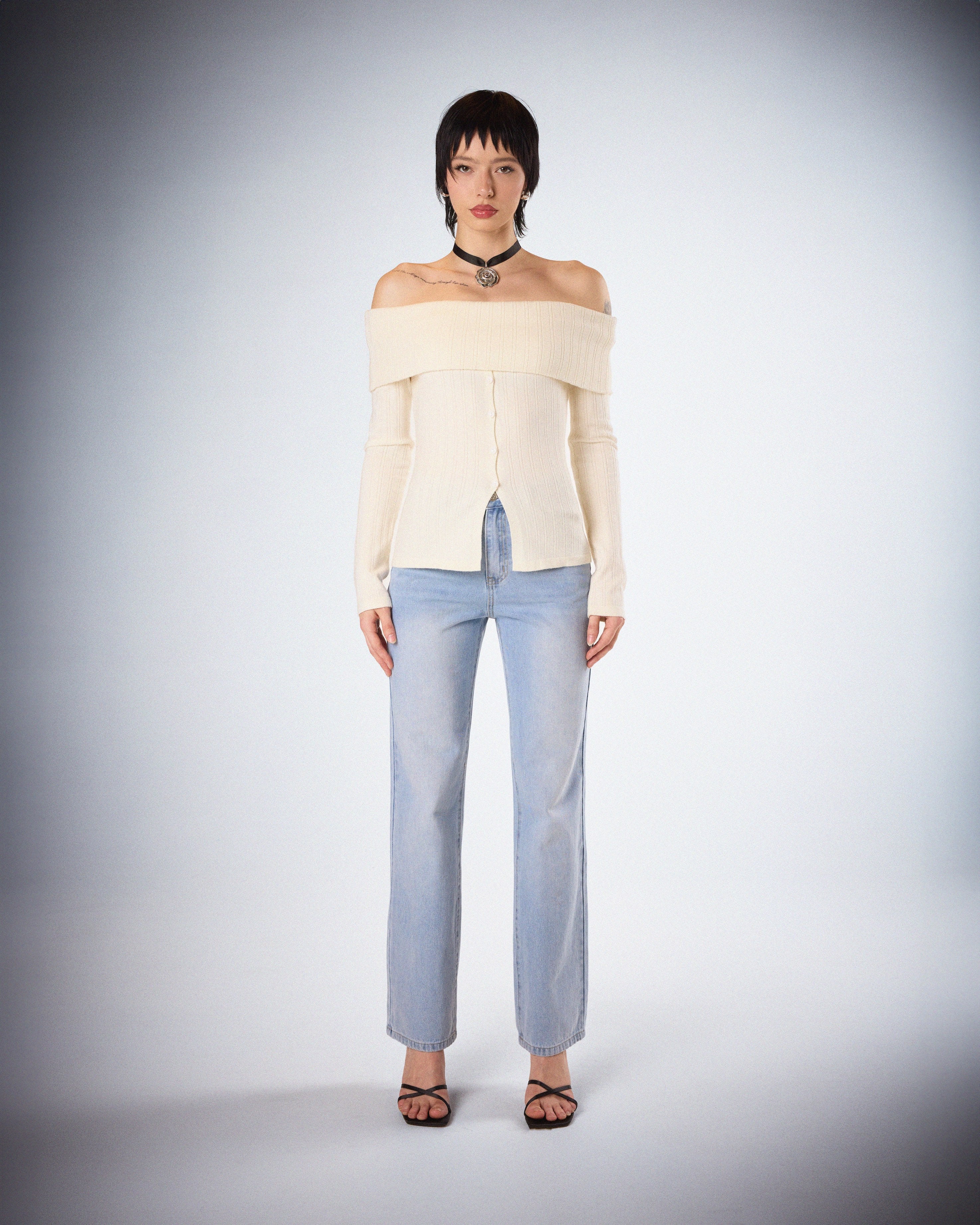 大感謝セール maison celon off 上下セット(ivory) shoulder sweat Off ...