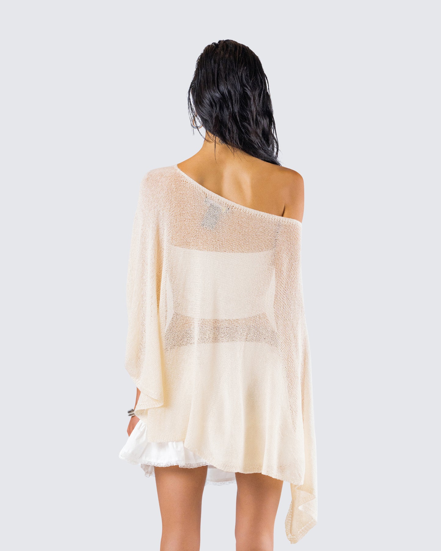 Zoella Ivory Off Shoulder Poncho