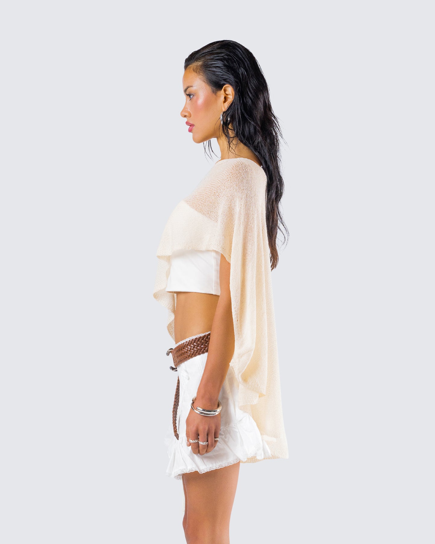 Zoella Ivory Off Shoulder Poncho