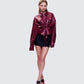 Zui Maroon Vegan Leather Oversized Cropped Jacket