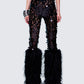 Zumi Black Fishnet Sequin Pants model front