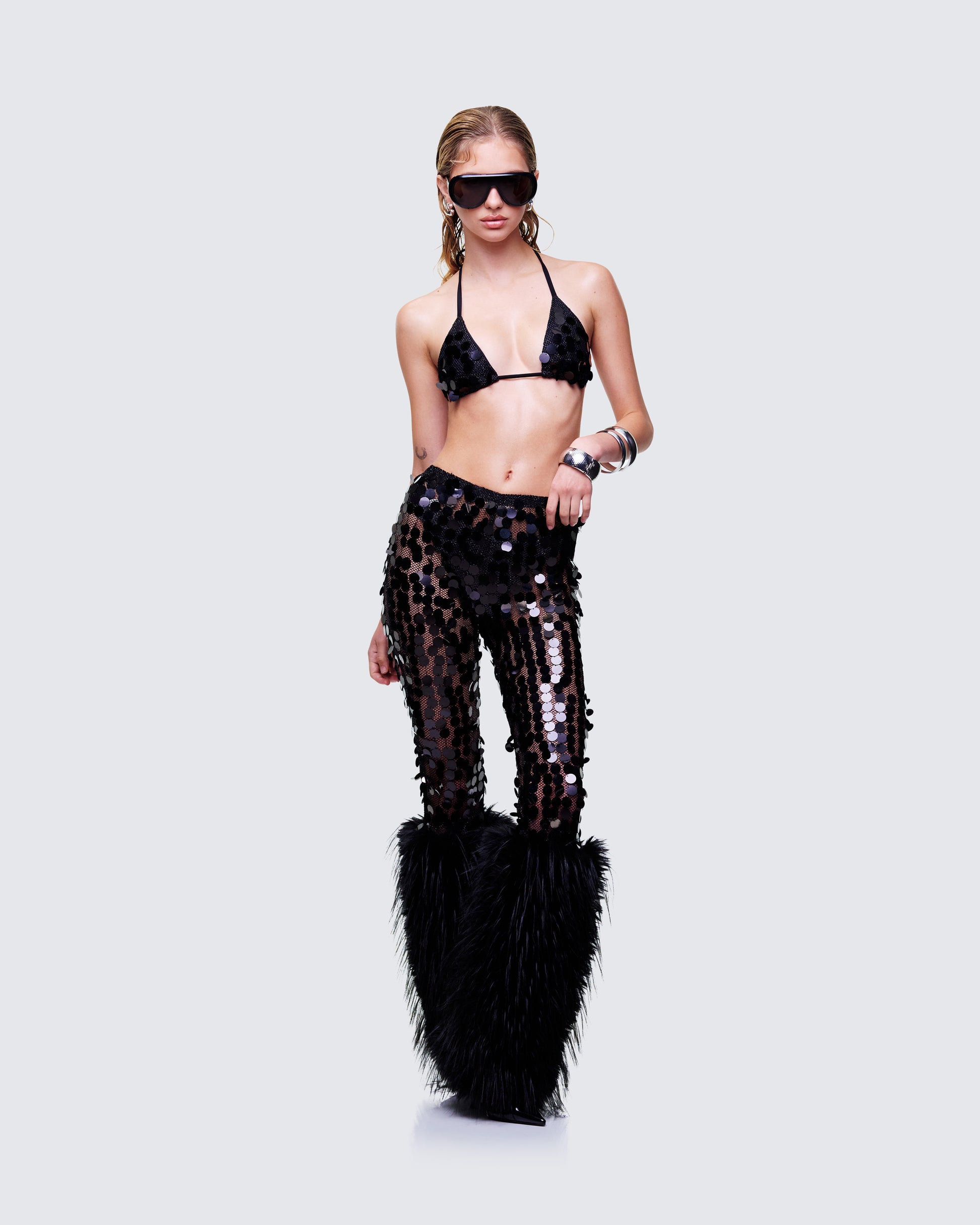 Women's black matching set styled on model – FINESSE