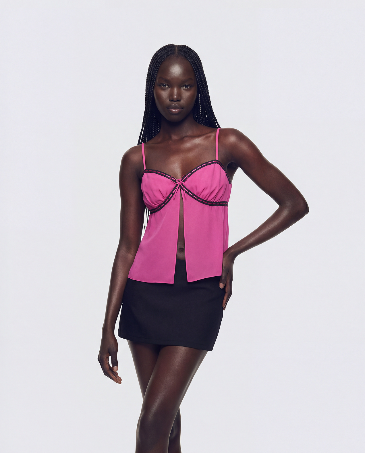 Dolli Pink Open Front Chiffon Cami Top