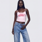 Elli Pink Printed Slogan Cami Top