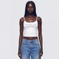 Elli White Rhinestone Slogan Cami Top model front