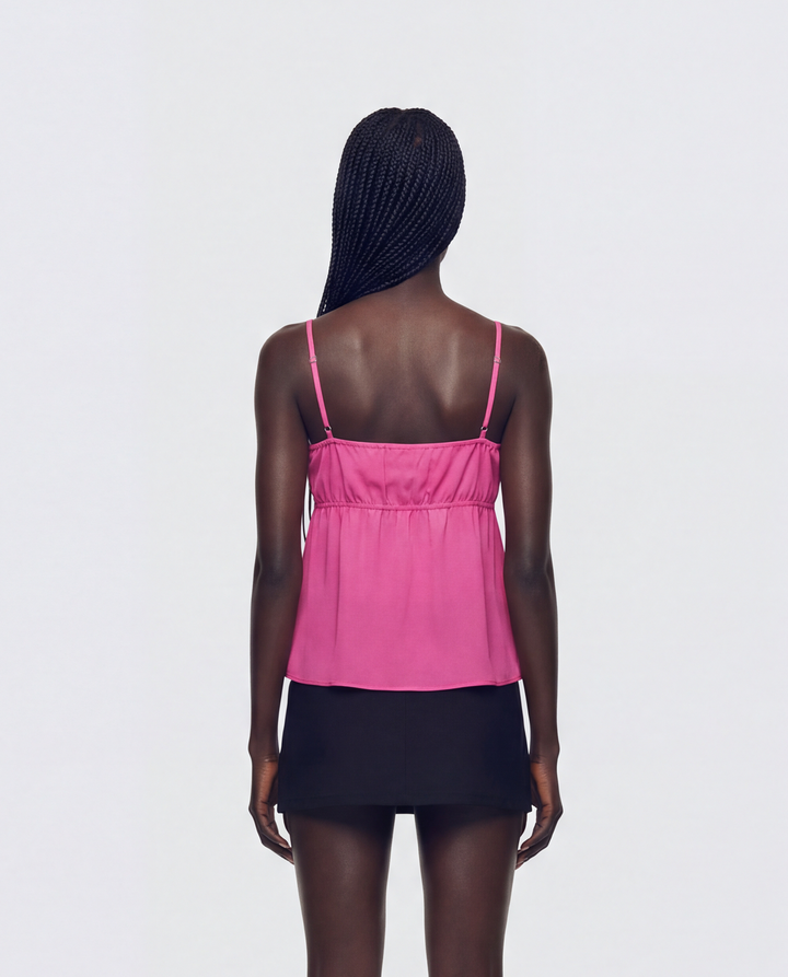 Dolli Pink Open Front Chiffon Cami Top