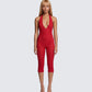 Isabel Red Lace Capri Jumpsuit