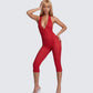 Isabel Red Lace Capri Jumpsuit