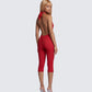 Isabel Red Lace Capri Jumpsuit