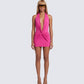 Clair Pink Plunge Drape Mini Dress model front
