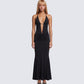Ravie Black Halterneck Maxi Dress model front