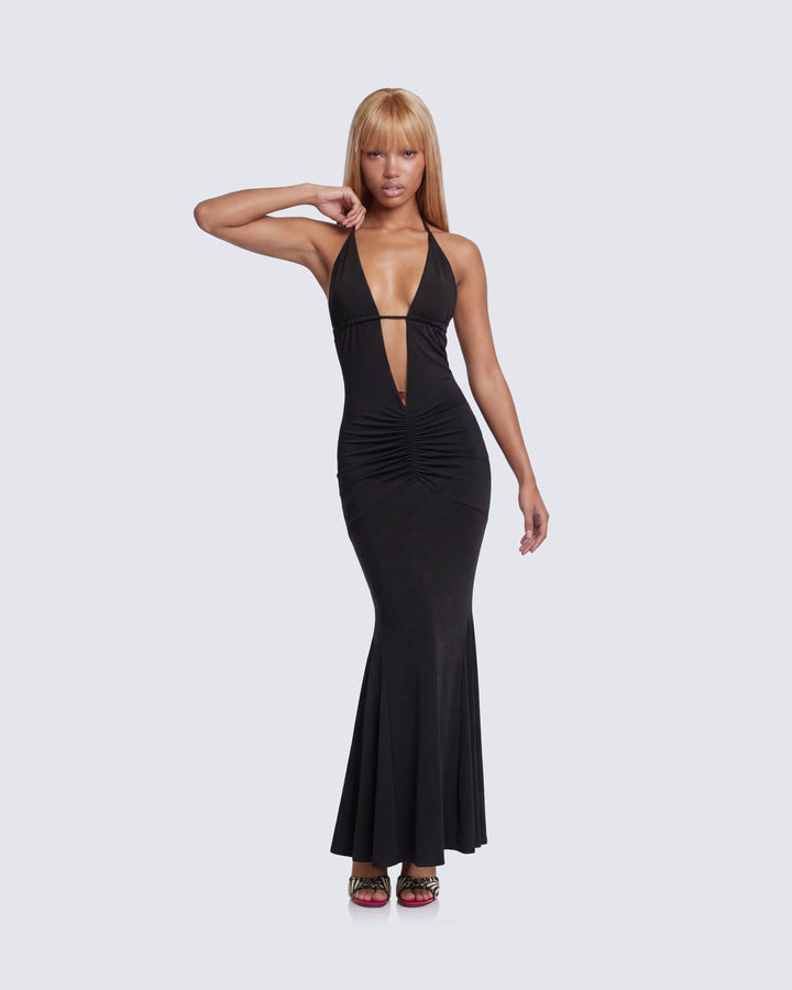 Ravie Black Halterneck Maxi Dress