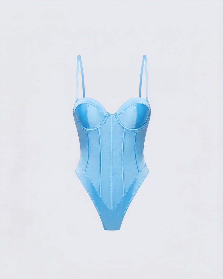 Cinderella Blue Mesh Detachable Strap Bodysuit