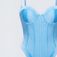 Cinderella Blue Mesh Detachable Strap Bodysuit