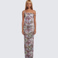 Elaris Multi Print Twist Strap Maxi Dress model front