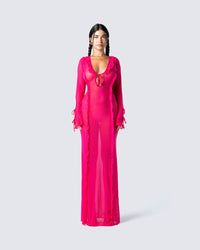 Florence Magenta Mesh Maxi Dress
