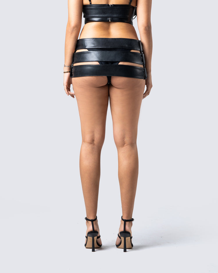 Kristin Black Vegan Leather Skirt