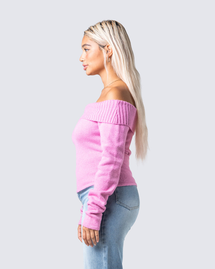 Lorraine Pink Sweater Knit Top