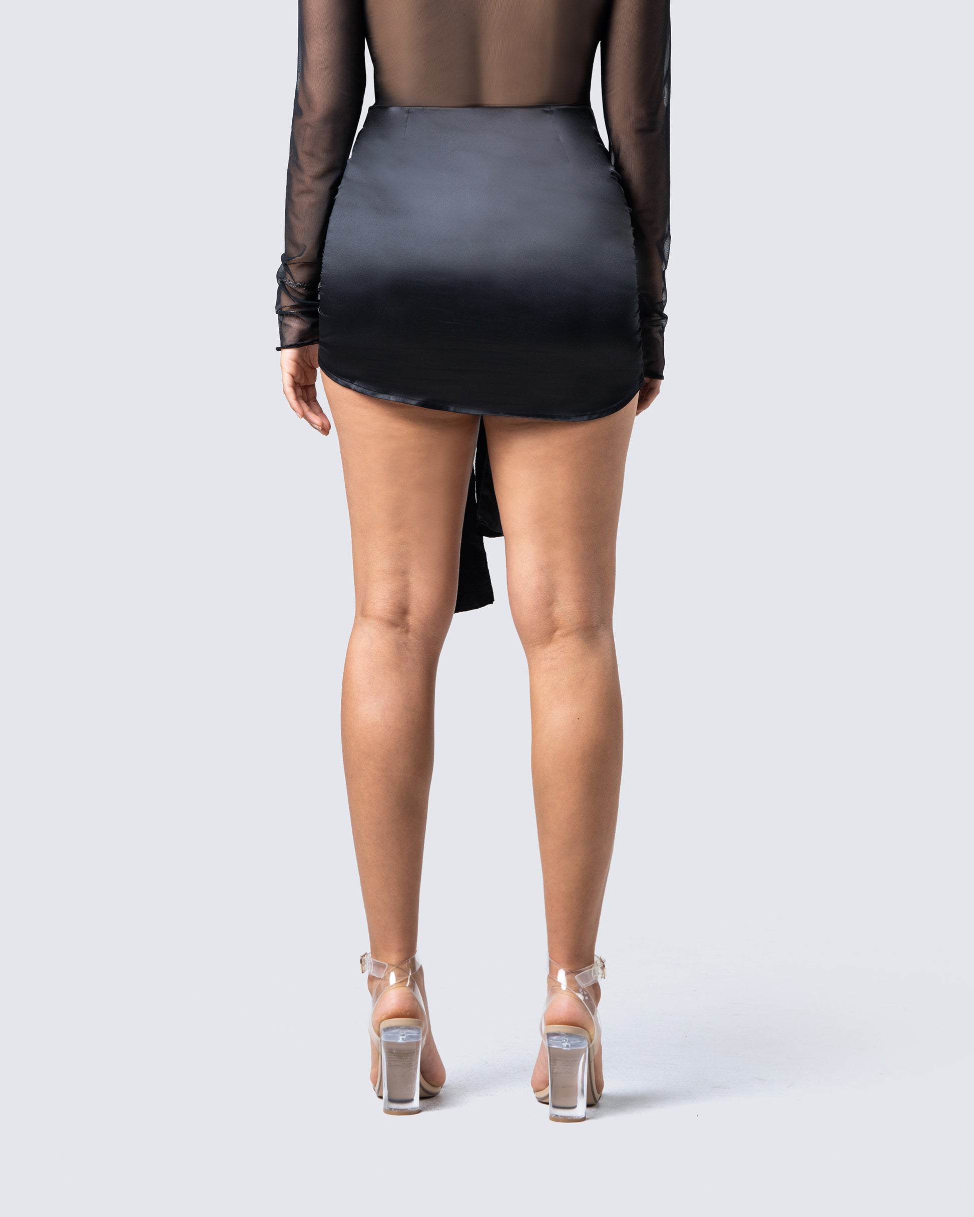 Narda Black Satin Mini Skirt – FINESSE