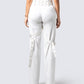 Pia White Vegan Leather Belt Pant