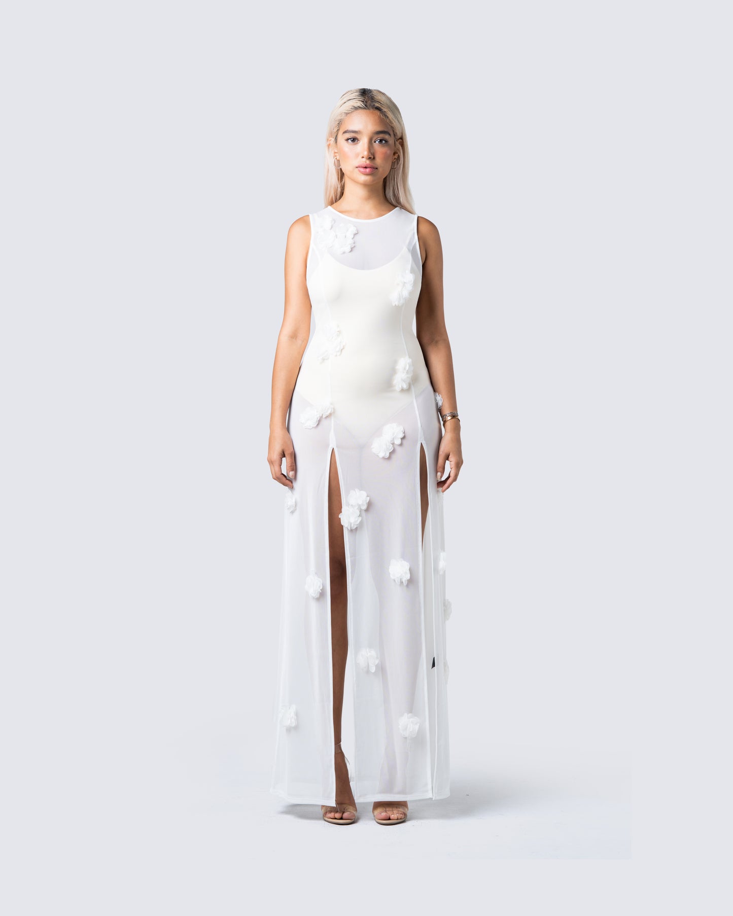 Regina White Floral Maxi Dress