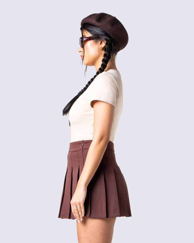 Ronny Brown Logo Knit Top