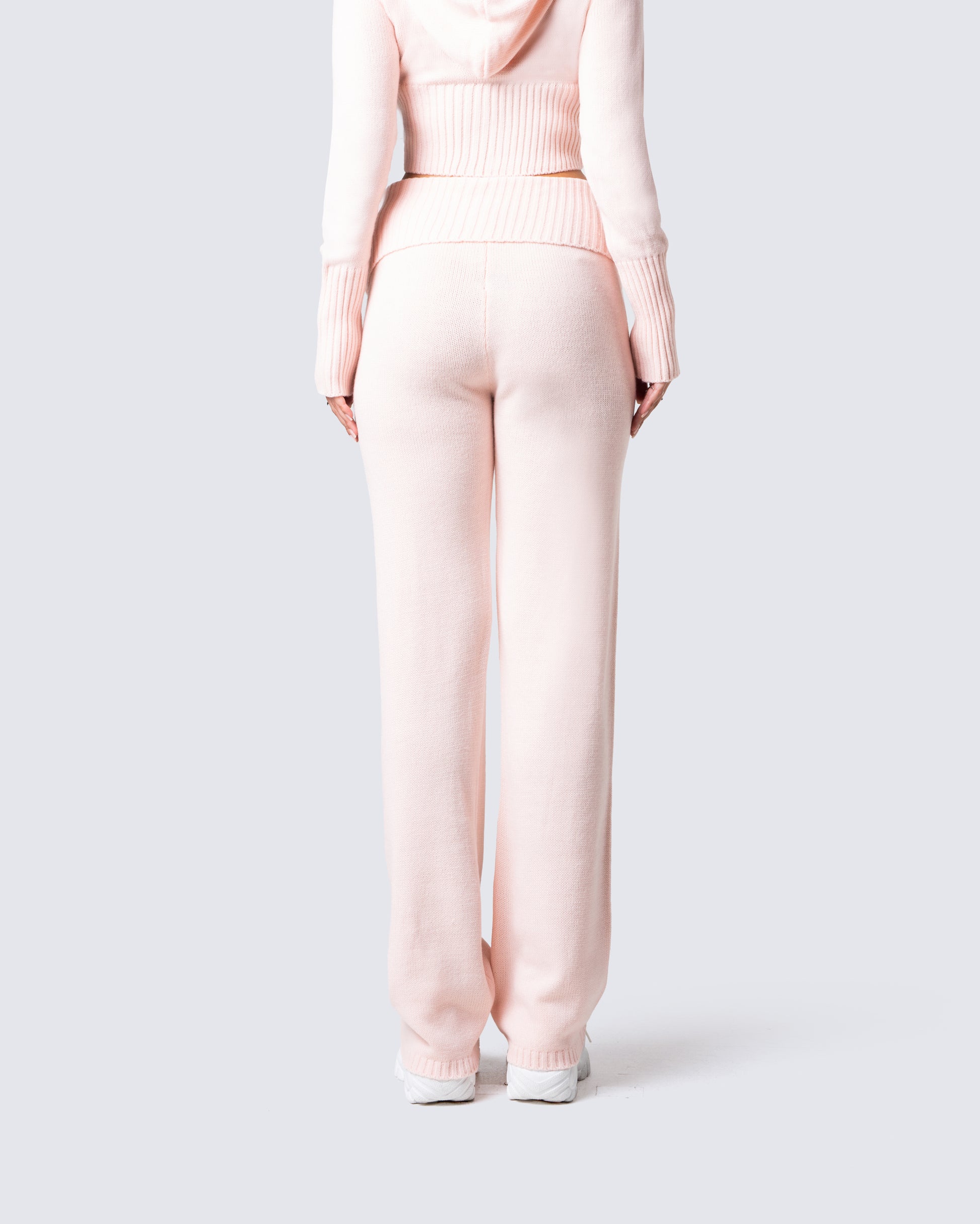 Knit Pants Dress Pants Crease Pink Knit Pants Wide Leg Fold Over Waistband FINESSE Knit Pants Dress Pants Crease Pink Knit Pants Wide Leg Fold Over Waistband FINESSE