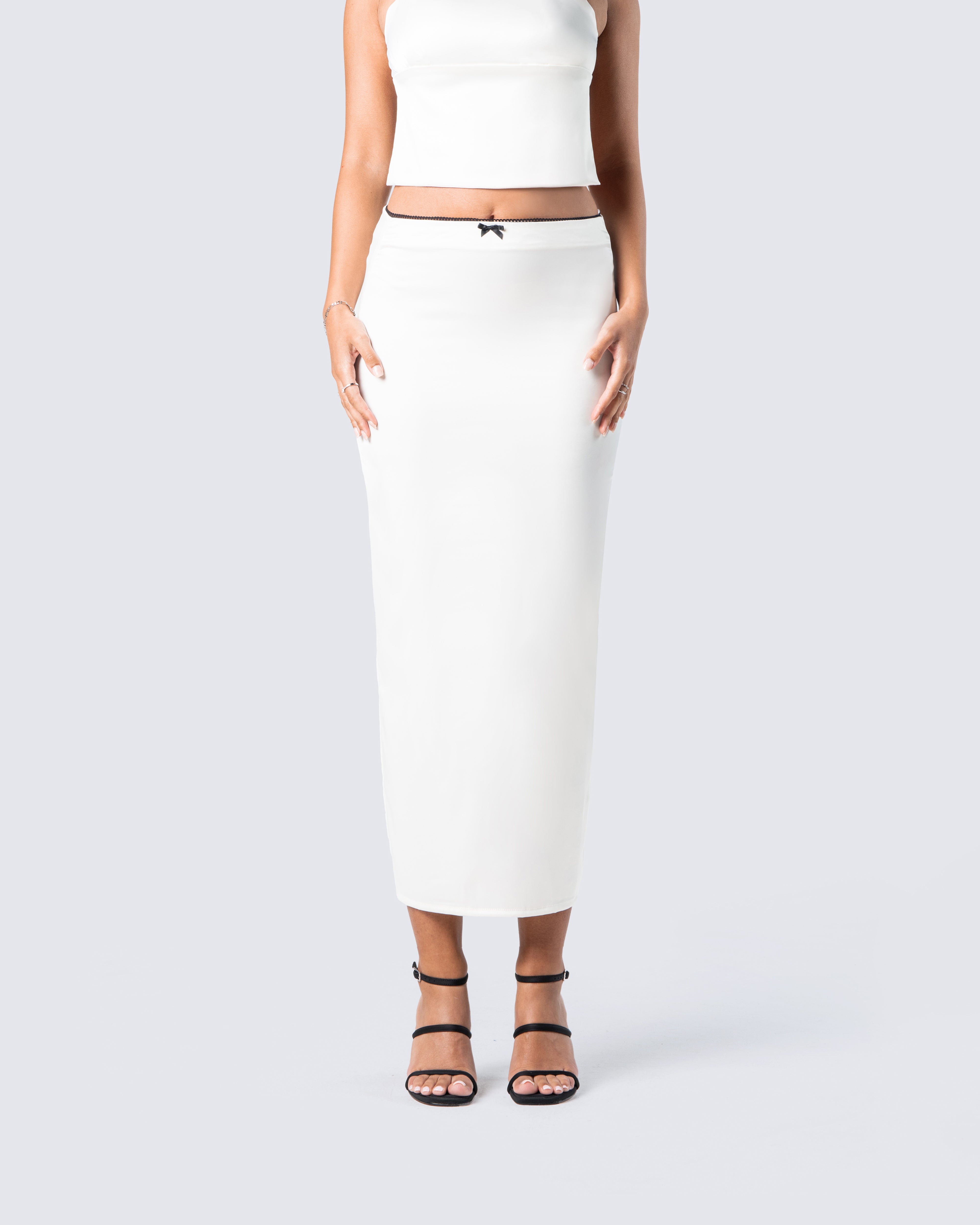 Satin midi skirt outlet ivory