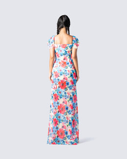 HELGA™ – Flowy Floral Vacation Maxi Dress