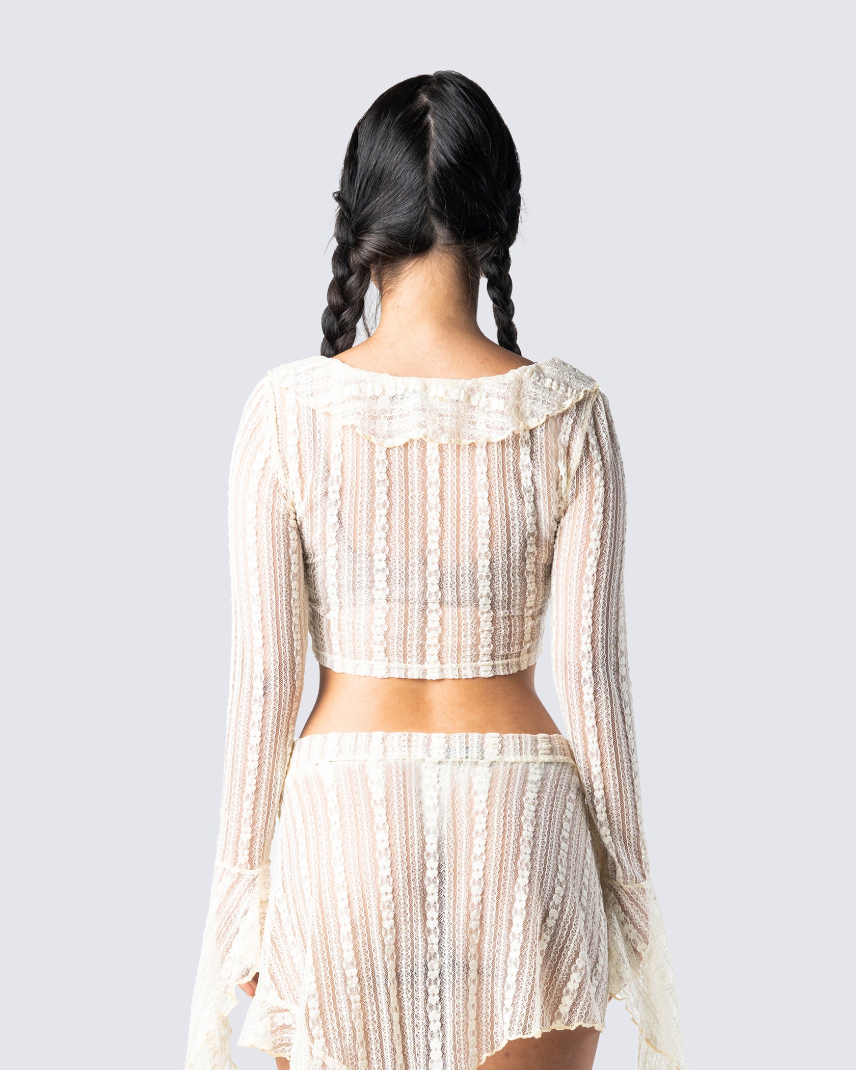 Maeve Ivory Lace Ruffle Top