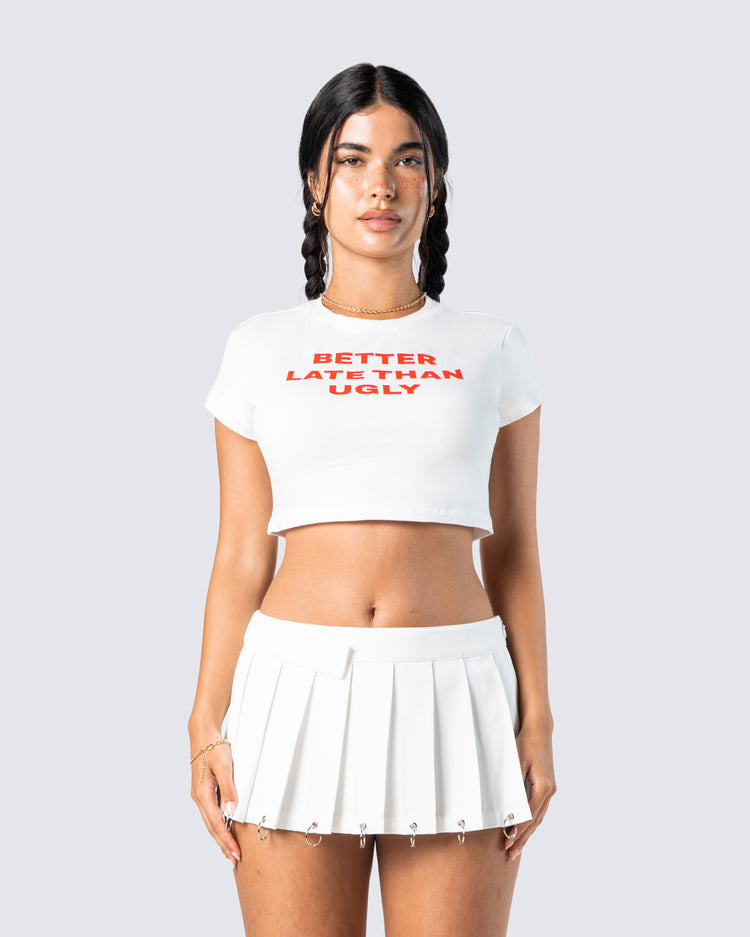 Nat White Jersey Graphic Top