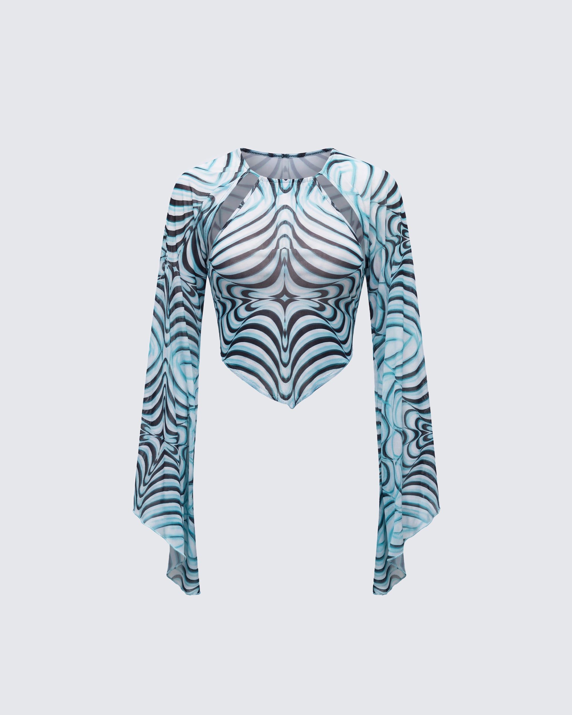 Blue Zebra Print Mesh Top - Extreme Sleeve Party – FINESSE