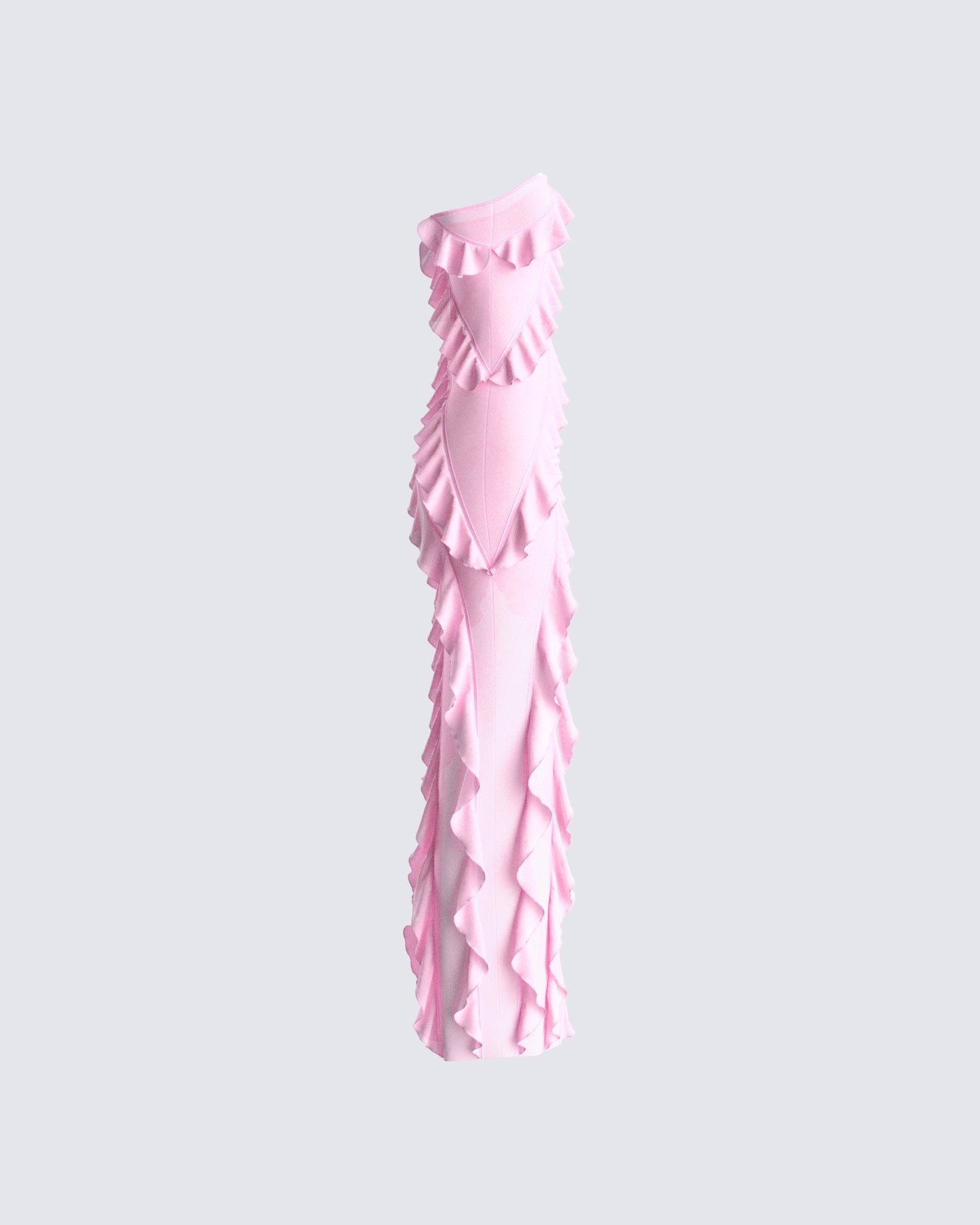 Blanche Pink Mesh Ruffle Dress