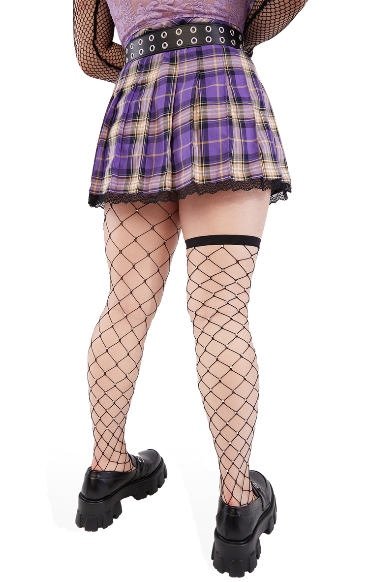 Arlene Grape Soda Laced Plaid Skirt