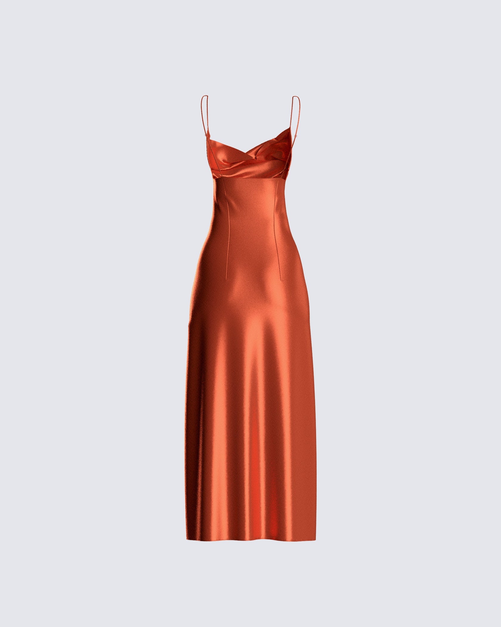El Orange Satin Midi Dress – FINESSE