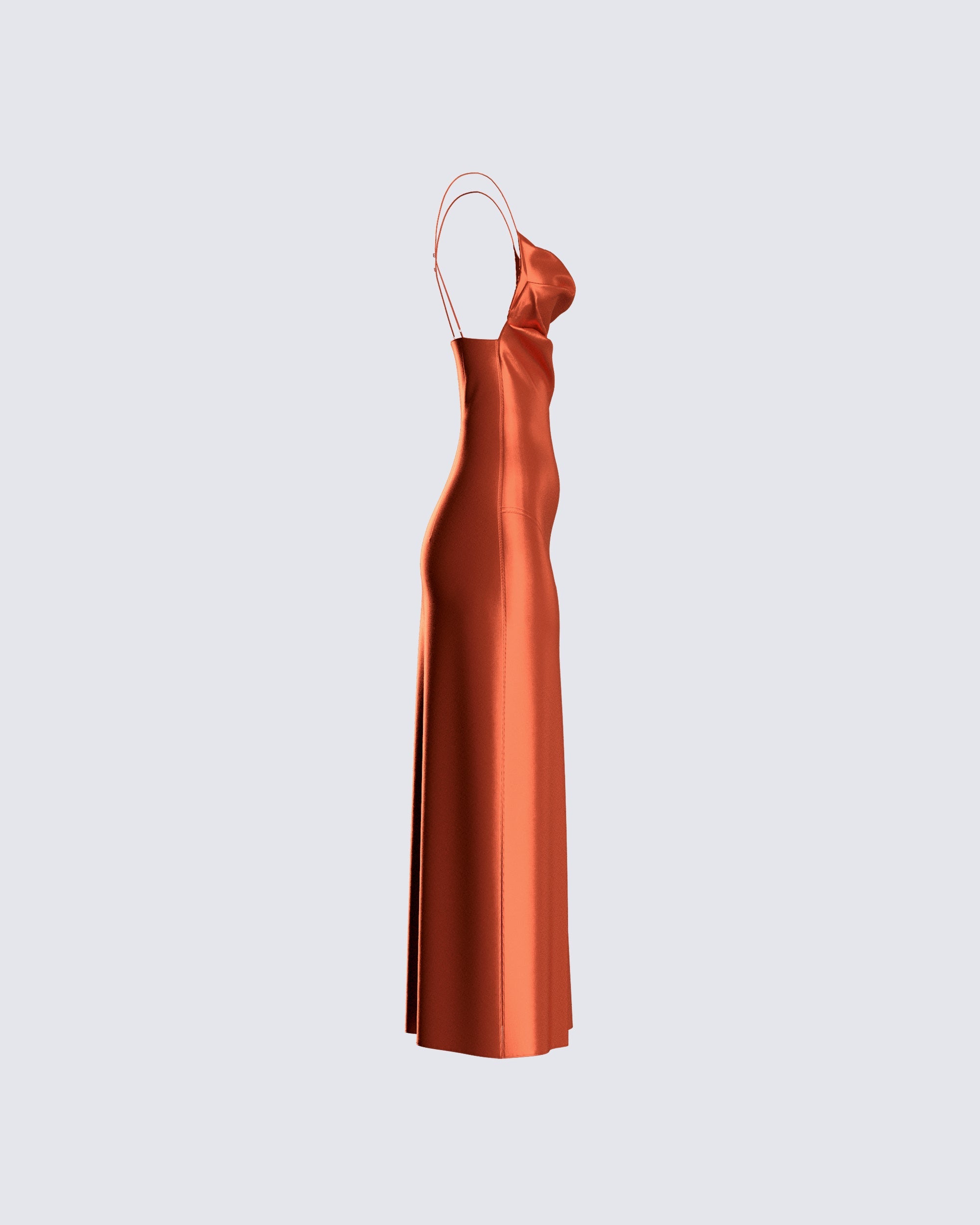 El Orange Satin Midi Dress – FINESSE